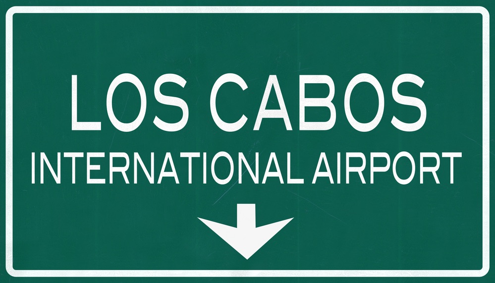 Los Cabos Mexico International Airport Highway Sign 2D Illustration