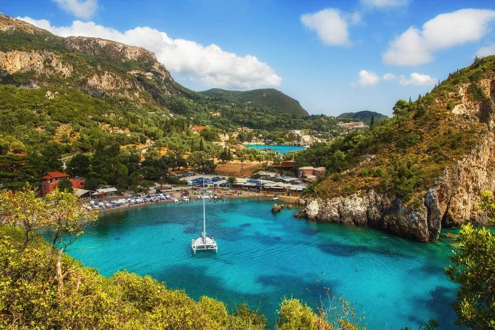 Paleokastritsa Bay in Corfu Greece