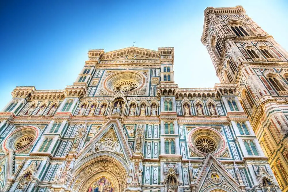 Duomo cathedral in Florence Italy front view. Draw stylized photo (HDR).