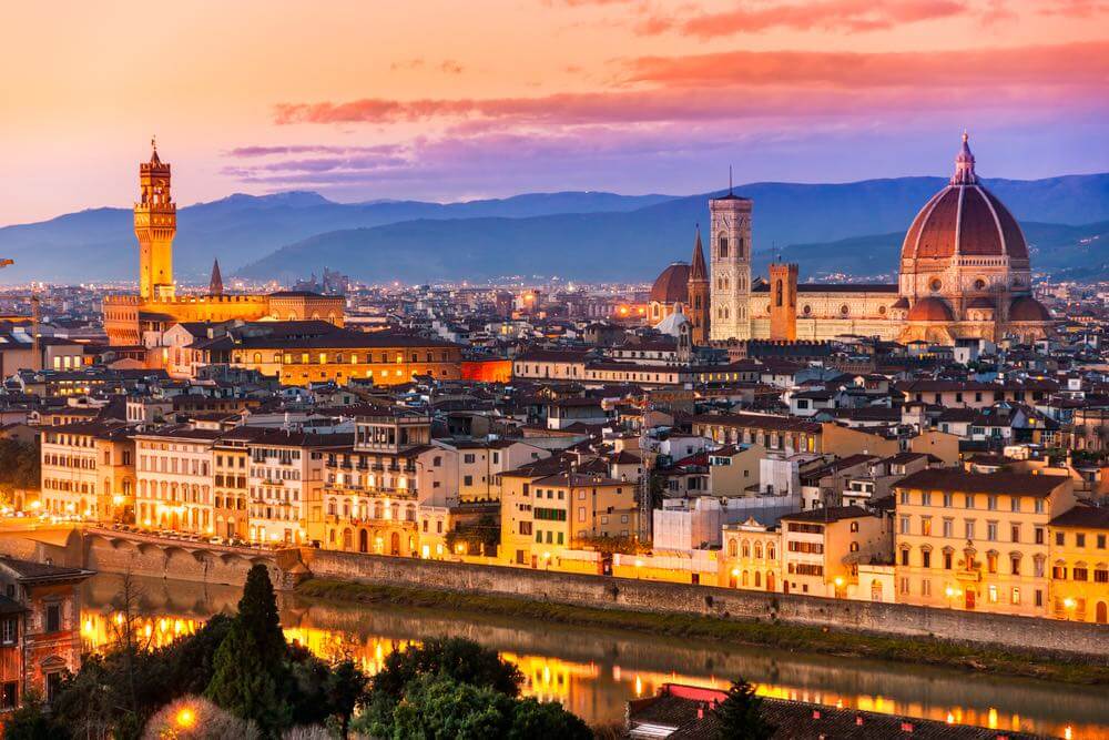 Florence, sunset skyline view.