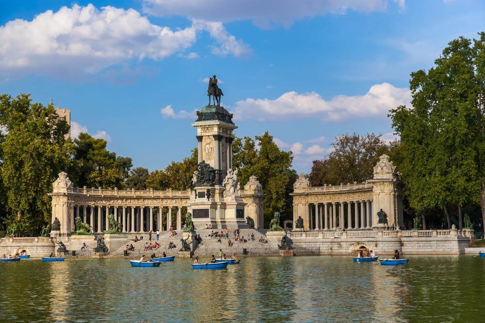 Monument to Alfonso XII in Retiro Park at Madrid Spain - architecture background