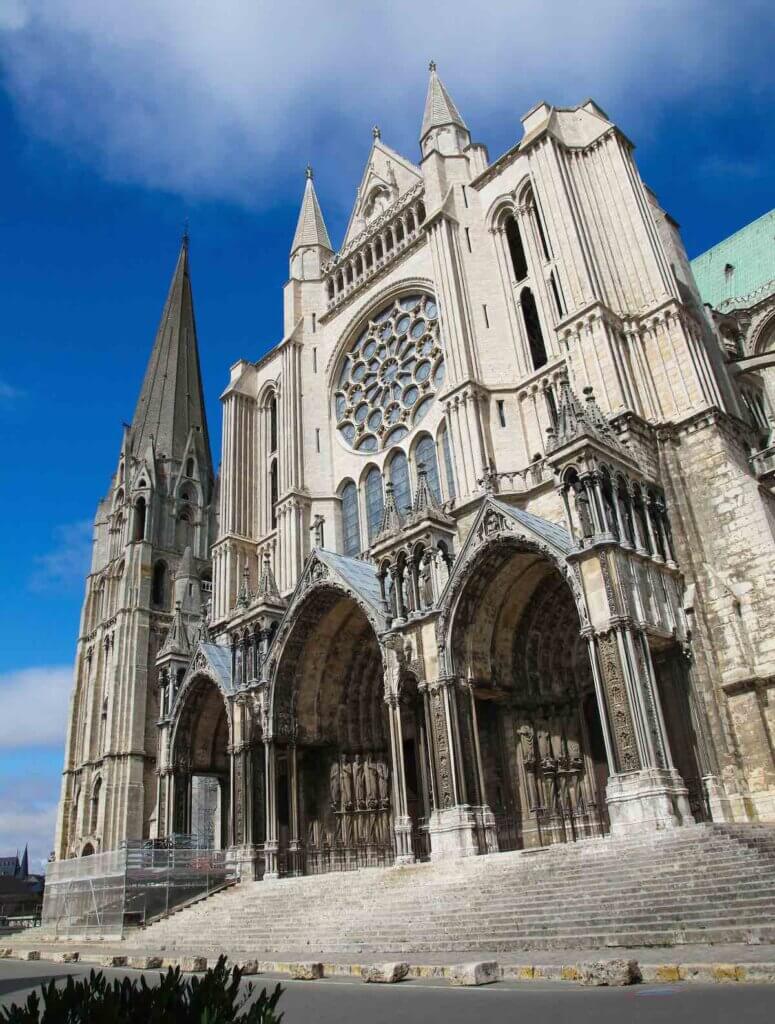 Cathedral of Our Lady of Chartres, a medieval Catholic cathedral in Chartres, France, about 80 kilometers southwest of Paris.