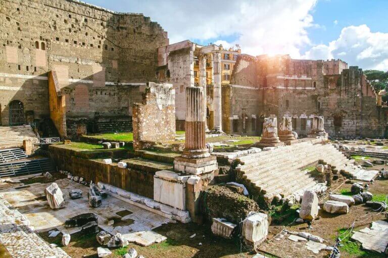 Check out the best day trips from Rome by train featured by top family travel blog Marcie in Mommyland. Image of ruins in Pompeii Italy