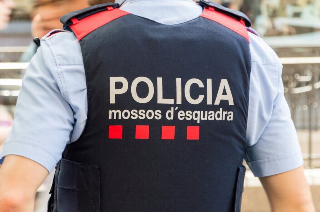 Mossos d'Esquadra (police force of Catalonia) sign on bulletproof vest.