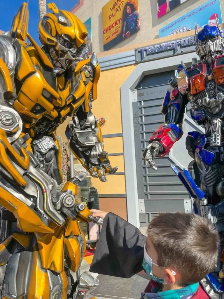 Bumblebee and Optimus Prime at Universal Studios Hollywood