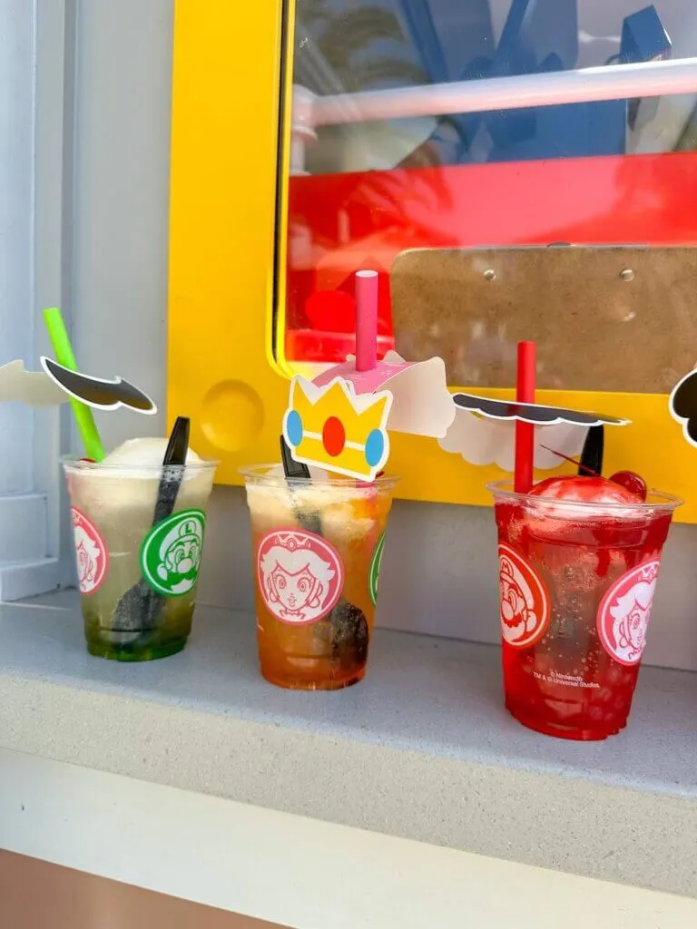 Image of three Nintendo-inspired drinks at Universal Studios Hollywood