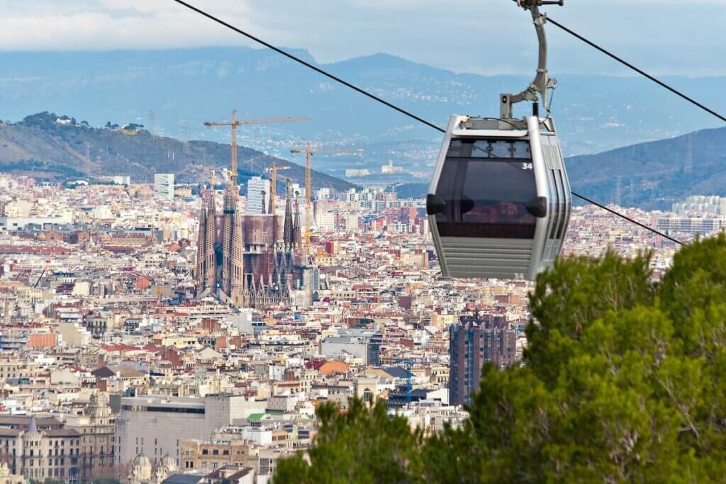 Image of Cablecar in Barcelona with the city in the Background