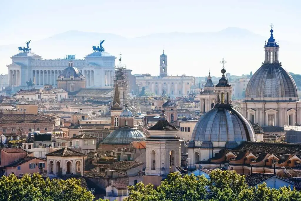 travel to Italy - above view of Rome city in side of Capitoline Hill from Castle of St Angel