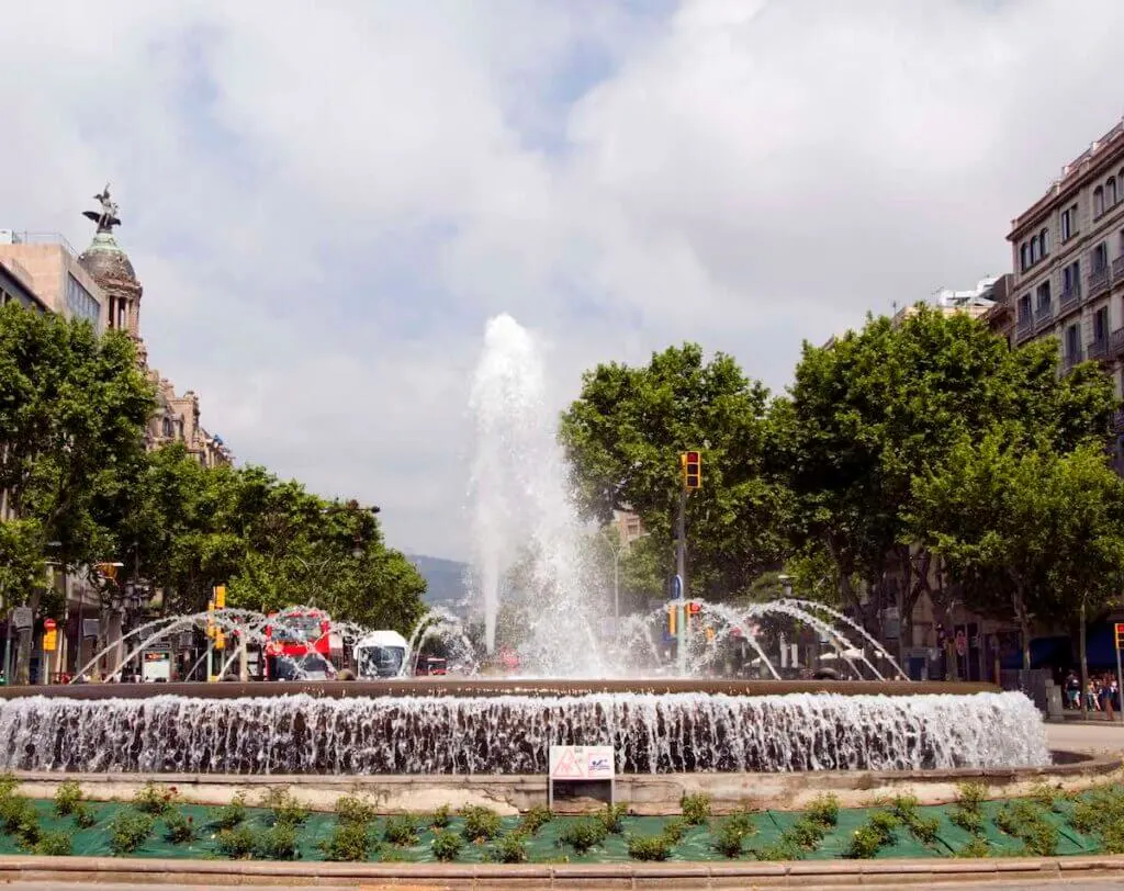 fountain park Gran Via and Passeig de Gracia Barcelona Spain