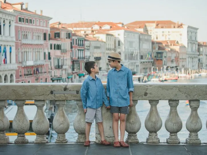 Image of two boys looking at each other on in Venice, Italy