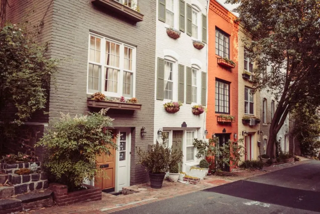 Townhouses in historic Georgetown in Washington DC.