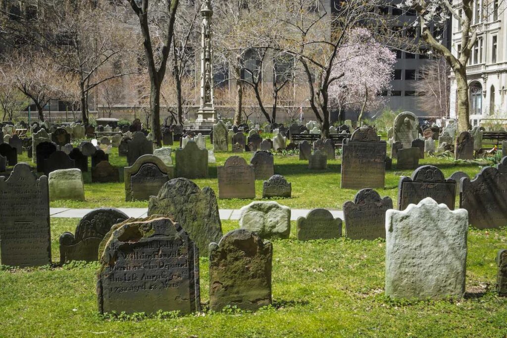 Old graveyard attached to Trinity church in New York City