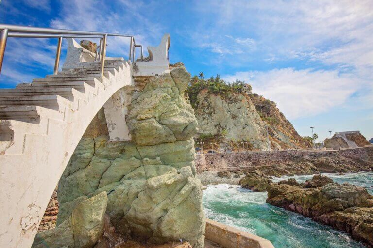 Scenic Mazatlan sea promenade (El Malecon) with ocean lookouts and scenic landscapes