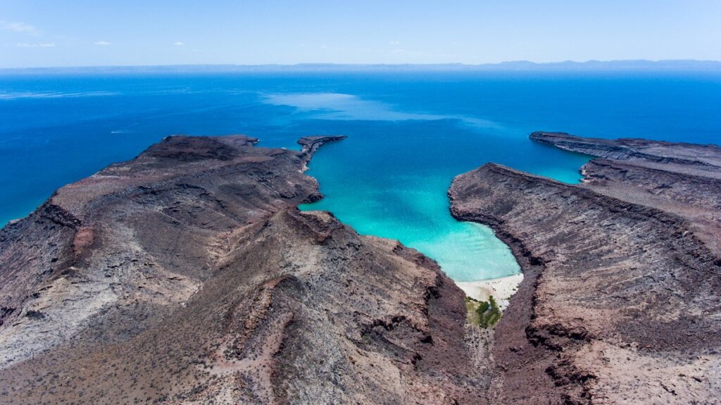 Aerial image of Espiritu Santo Island in Baja California