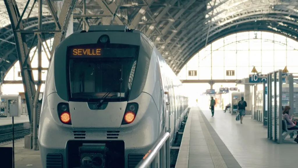Modern train to Seville. Travelling to Spain
