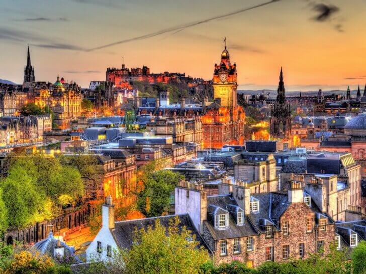 Check out the best Edinburgh hotels for families recommended by top family travel blog Marcie in Mommyland. Image of View of the city centre of Edinburgh - Scotland