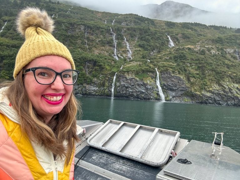 Check out this Alaska packing list from top family travel blogger Marcie in Mommyland. Image of Marcie Cheung in Alaska