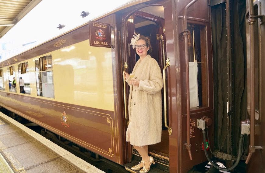 Image of Marcie Cheung dressed up on the Belmont Pullman Murder Mystery Train in London